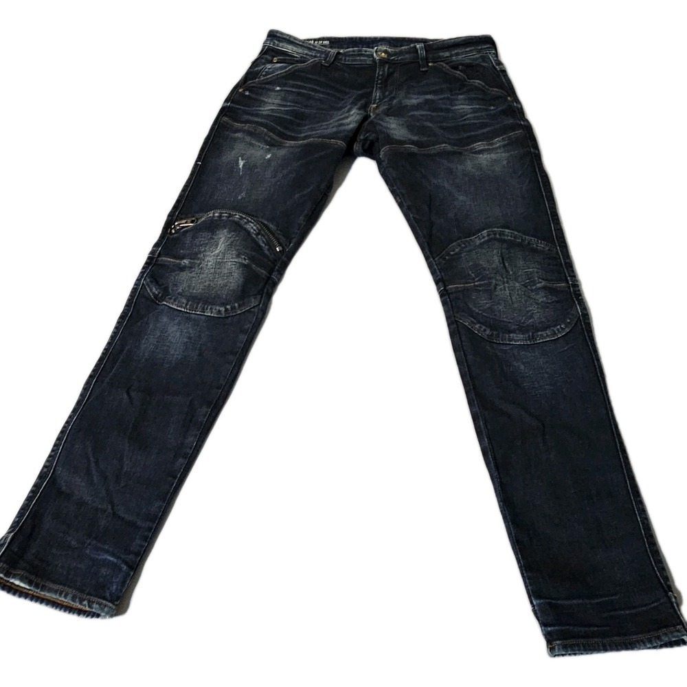 G Star Raw 5620 3D Slim Men's Jeans Dark Wash Zip Knee 34x31 Blue